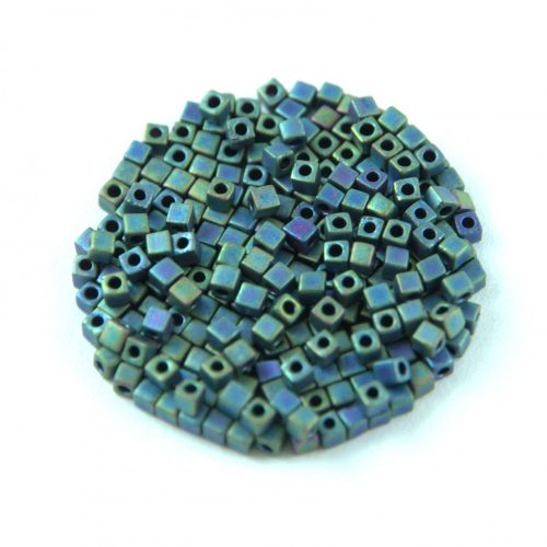 Miyuki Cube Japanese Glass Bead - 2064 - Matte Metallic Blue Green Iris - 1.8mm