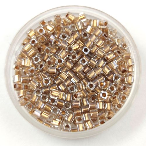 Miyuki Cube Japanese Glass Bead - 234 - Metallic Gold Lined Crystal - 1.8mm