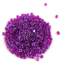 Miyuki kocka gyöngy - 2651 - Fuchsia Lined Aqua - 1.8mm