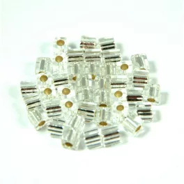   Miyuki Cube Japanese Glass Bead - 1 - Silver Lined Crystal-3mm