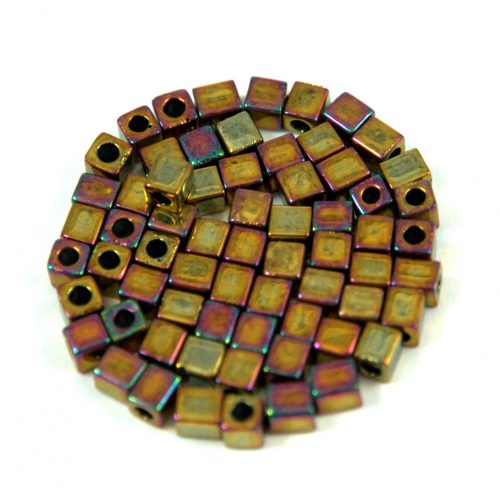 Miyuki Cube Japanese Glass Bead - 462 - Metallic Gold Iris-3mm