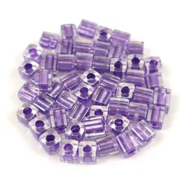   Miyuki Cube Japanese Glass Bead - 2607 - Sparkling Purple Lined Crystal - 3mm