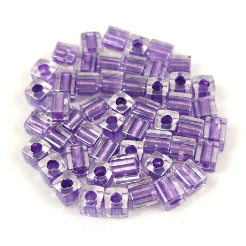 Miyuki Cube Japanese Glass Bead - 2607 - Sparkling Purple Lined Crystal - 3mm