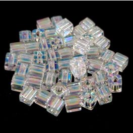 Miyuki kocka gyöngy - 0250 - Crystal AB - 4mm