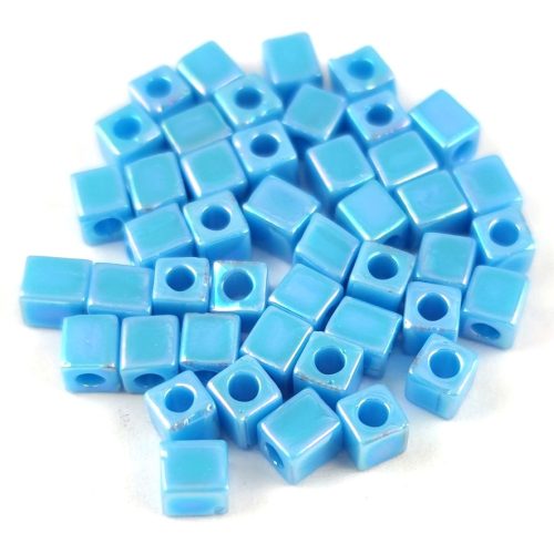 Miyuki kocka gyöngy - 0413r - Opaque Turquoise Blue AB - 4mm