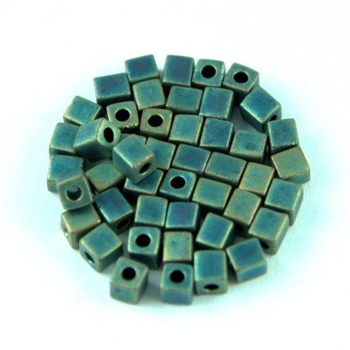 Miyuki Cube Japanese Glass Bead -  2008 - Matte Metallic Patina - 4mm