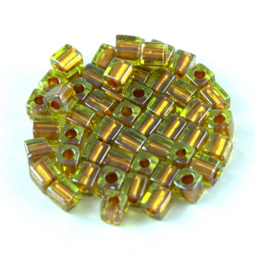 Miyuki kocka gyöngy - 2631 - Sparkling Copper Lined Chartreuse - 4mm