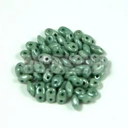 Miniduo gyöngy - White Green Marble - 2.5x4mm