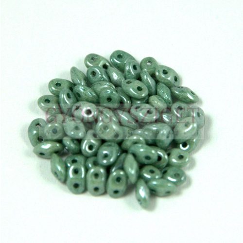 Miniduo gyöngy - White Green Marble - 2.5x4mm