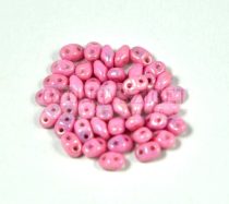 Miniduo bead white pink marble 2.5x4mm