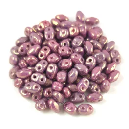 Miniduo gyöngy - White Mauve Purple Luster  - 2.5x4mm