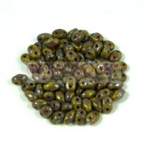 Miniduo bead green pea picasso 2.5x4mm
