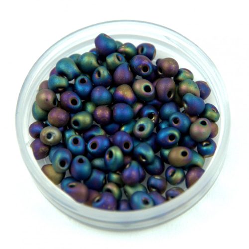 Miyuki Drop Japanese Seed Bead - Frosted Rainbow Black - size: 3,4mm
