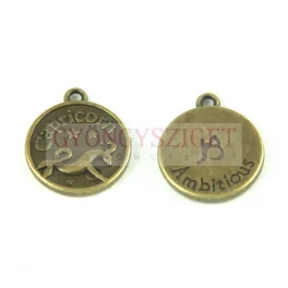   Medál - Csillagjegy - Bak - antik sárgaréz színű - 17x20mm