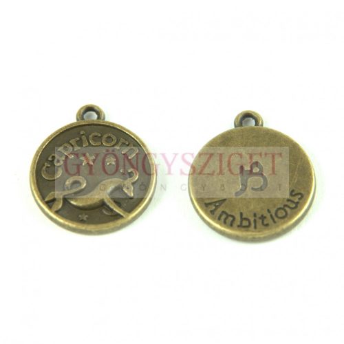 Pendant - Zodiac Sign - Capricorn -  Antique Brass Colour - 17x20mm
