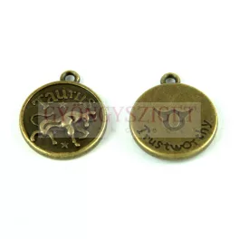   Medál - Csillagjegy - Bika - antik sárgaréz színű - 17x20mm