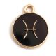 Pendant - Zodiac Sign - Pisces -  Black Gold Colour - 12x15mm