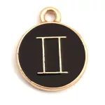 Pendant - Zodiac Sign - Gemini -  Black Gold Colour - 12x15mm