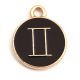 Pendant - Zodiac Sign - Gemini -  Black Gold Colour - 12x15mm