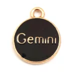 Pendant - Zodiac Sign - Gemini -  Black Gold Colour - 12x15mm