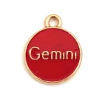 Pendant - Zodiac Sign - Gemini -  Black Gold Colour - 12x15mm