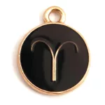 Pendant - Zodiac Sign - Aries -  Black Gold Colour - 12x15mm