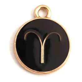 Medál - Csillagjegy - Kos - arany fekete színű - 12x15mm