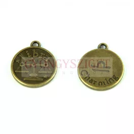   Medál - Csillagjegy - Mérleg  - antik sárgaréz színű - 17x20mm