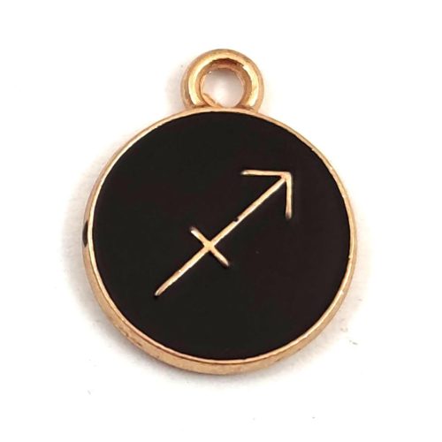 Pendant - Zodiac Sign - Sagitarius -  Black Gold Colour - 12x15mm