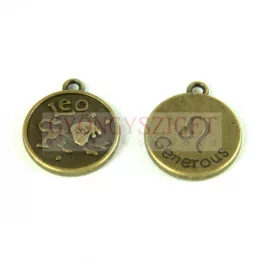   Medál - Csillagjegy - Oroszlán - antik sárgaréz színű - 17x20mm