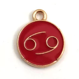 Medál - Csillagjegy - Rák - arany piros színű - 12x15mm