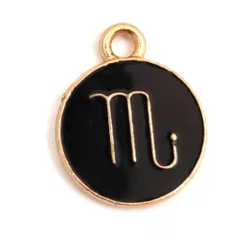   Medál - Csillagjegy - Skorpió - arany fekete színű - 12x15mm