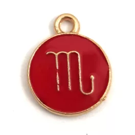   Medál - Csillagjegy - Skorpió - arany piros színű - 12x15mm