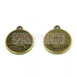   Medál - Csillagjegy - Szűz - antik sárgaréz színű - 17x20mm
