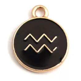   Medál - Csillagjegy - Vízöntő - arany fekete színű - 12x15mm