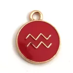 Pendant - Zodiac Sign - Aquarius -  Black Gold Colour - 12x15mm