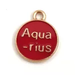 Pendant - Zodiac Sign - Aquarius -  Black Gold Colour - 12x15mm