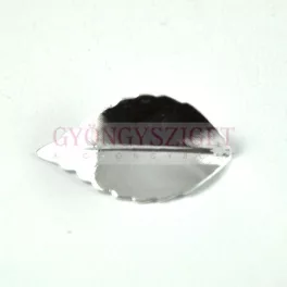 Medál - levél - platina színű - 15x26mm