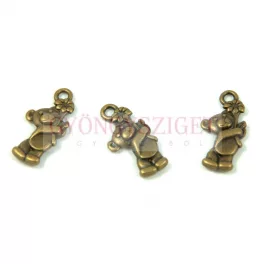 Medál - maci - sárgaréz színű - 10x19mm
