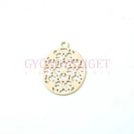 Medál - rózsa ablak - light pink - 15x11mm