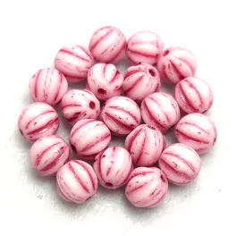 Melon Bead - Matt Alabaster Fuchsia - 6mm
