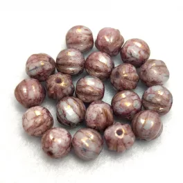 Melon Bead - Turquoise Blue Purple Bronze - 6mm
