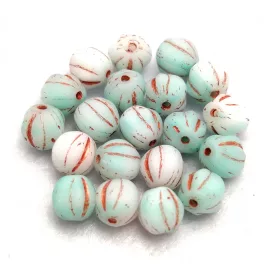 Melon Bead - Matt Alabaster Mint Copper - 6mm