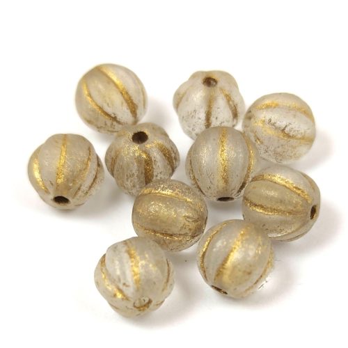 Melon Bead - Etched Crystal Gold - 8mm