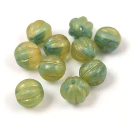 Melon gyöngy - Lime Gold Splash - 8mm