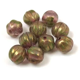 Melon gyöngy - Green Bronz - 8mm