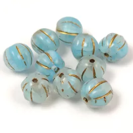 Melon gyöngy - Aqua Blend Gold - 8mm
