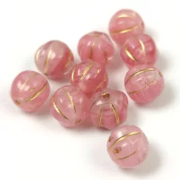 Melon gyöngy - Pink Blend Gold - 8mm