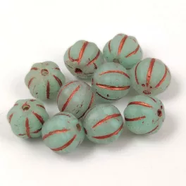 Melon gyöngy - Matt Opal Turquoise Blend Copper - 8mm