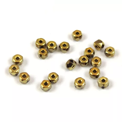 Czech faceted micro spacer bead - Crystal Full Amber - 2x3mm